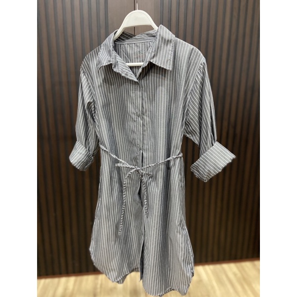 Dress kemeja salur / dress long sleeve / shirt striped/ K 0849