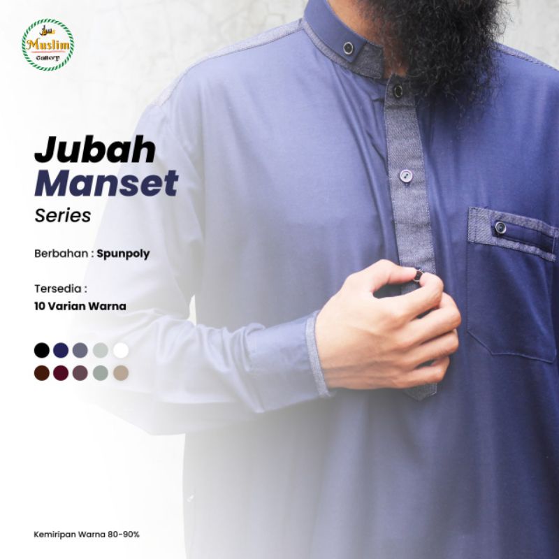 Baju Jubah Gamis Pria Lengan Panjang Model Saudi Bahan Katun Dengan Manset di Lengan-1
