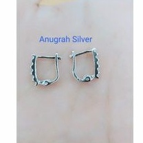 (COD)Anting jepit fashion wanita remaja dan dewasa kotak perak asli 925/silver lapisan emas putih murni..