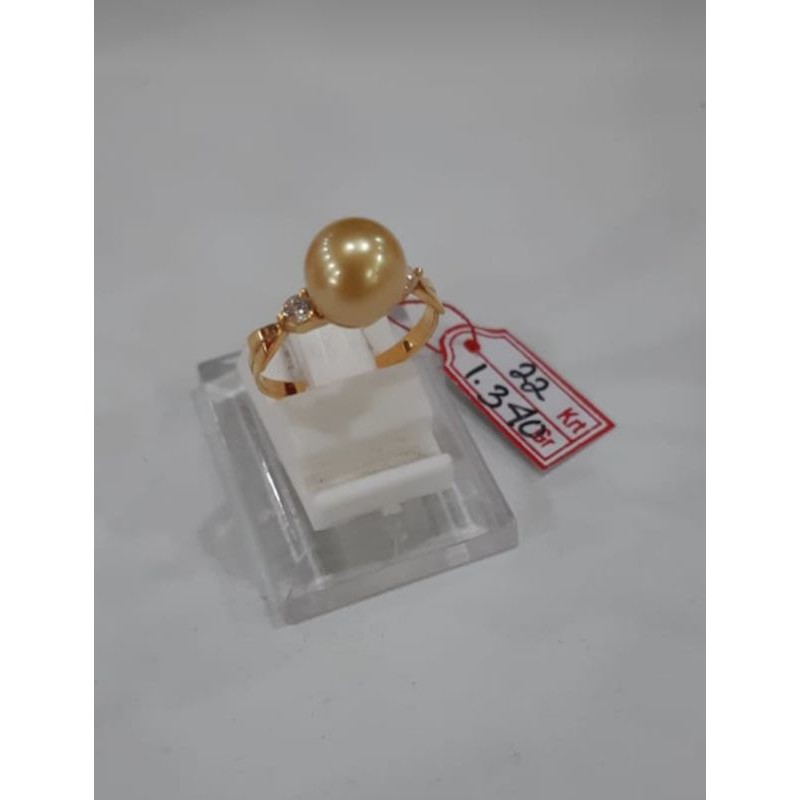 Cincin emas 22 karat mutiara air tawar lombok asli