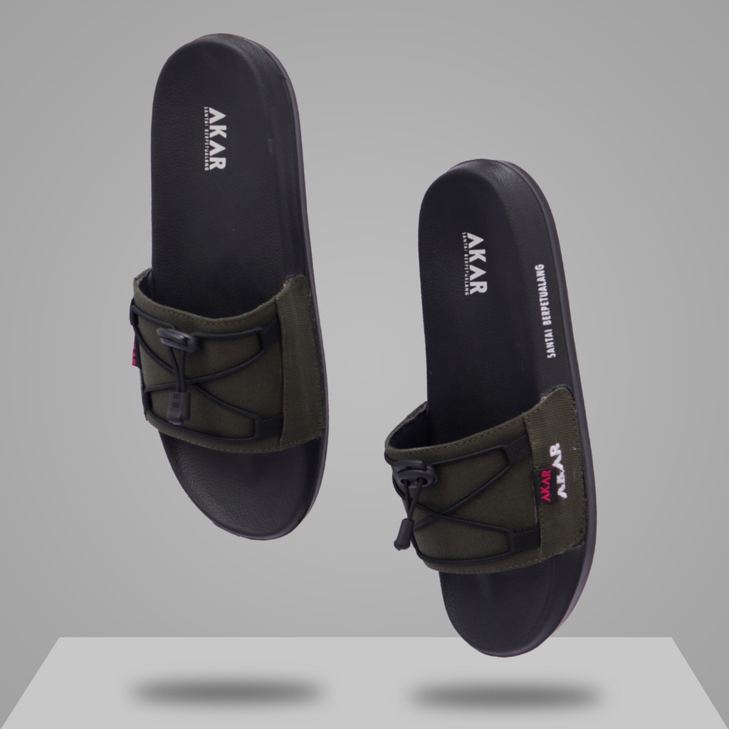 Sandal Slide Pria dan Wanita Terbaru Slide On Distro Sandal Slippers Sendal Anti Licin Selop Ringan Akar Army Kekinian Murah