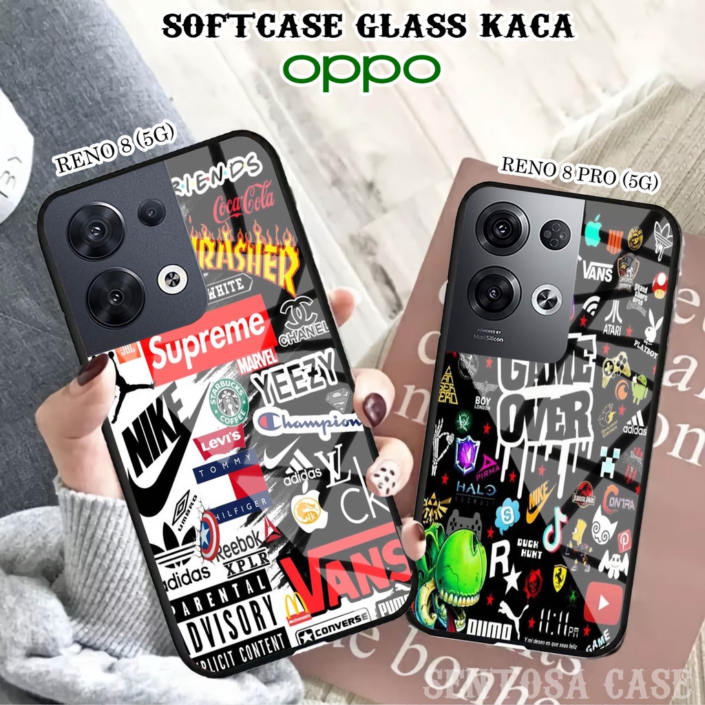 Softcase Glass Kaca OPPO RENO 8 (5G) & RENO 8 PRO (5G) - Casing HP OPPO RENO 8 & 8 PRO (5G) [ S64 ].