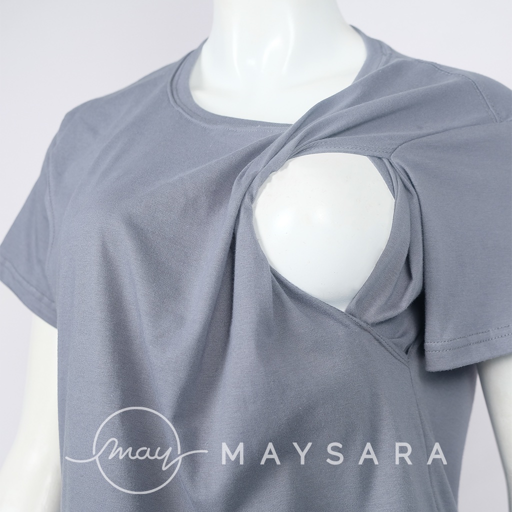 Baju menyusui bukaan samping atasan maysara-CN18-Stone Grey