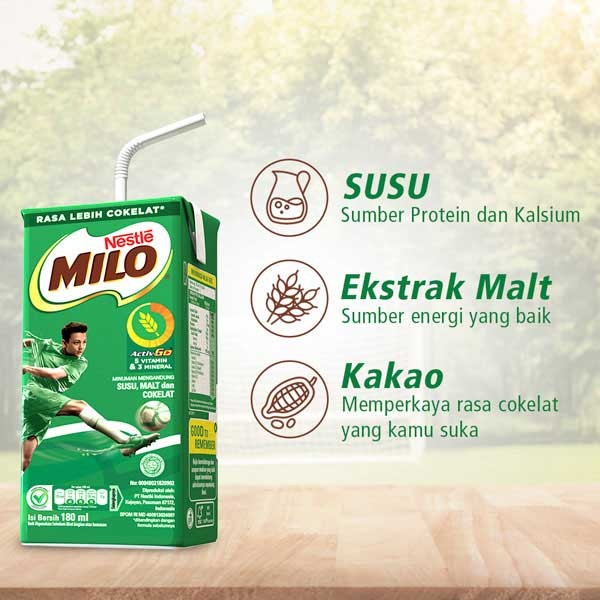 

101bfbb Milo Activ-Go Minuman Mengandung Susu Dan Cokelat Uht 180Ml Multipack Xa201As