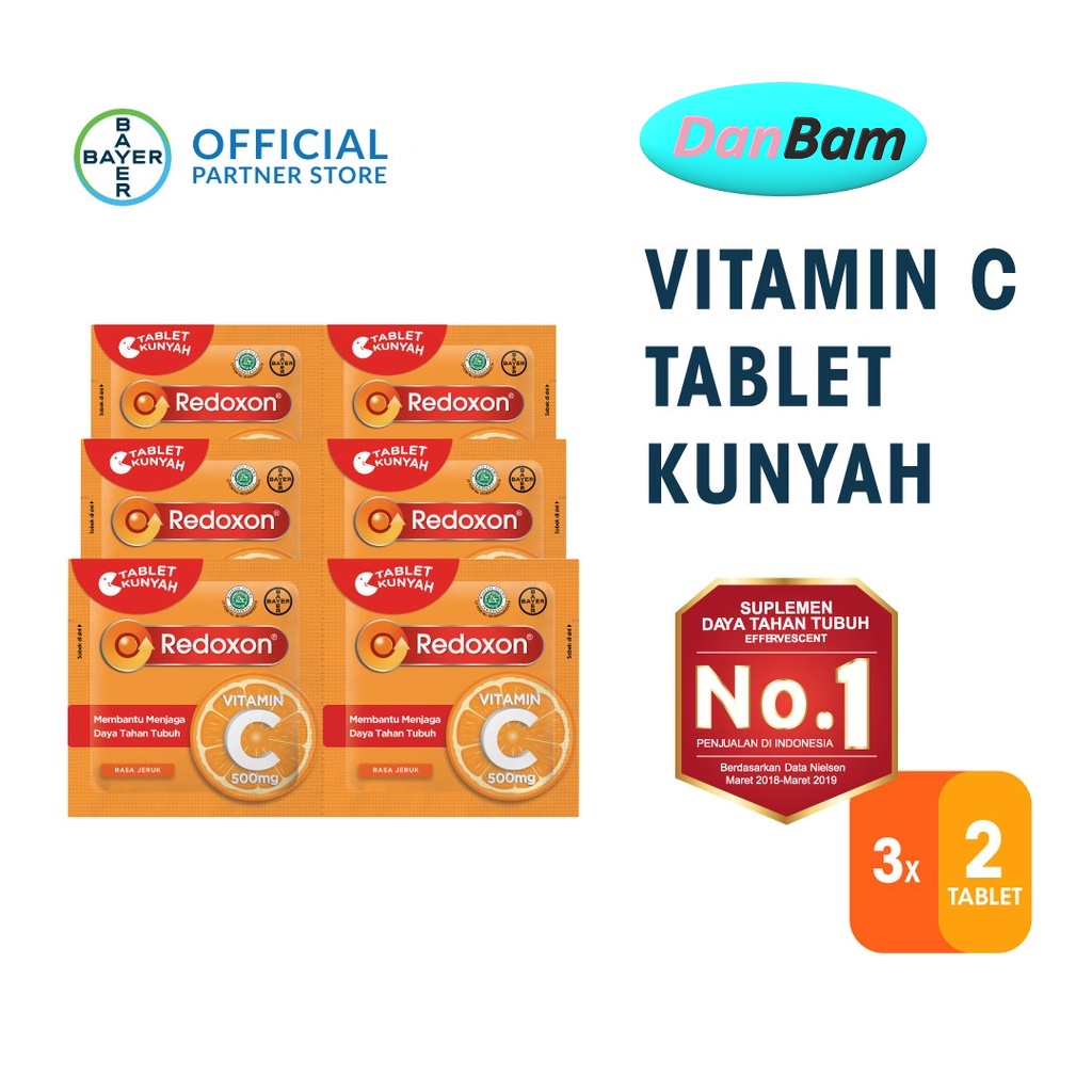 Redoxon Vitamin C 500mg Tablet Kunyah 2 Sachet x 3 tablet