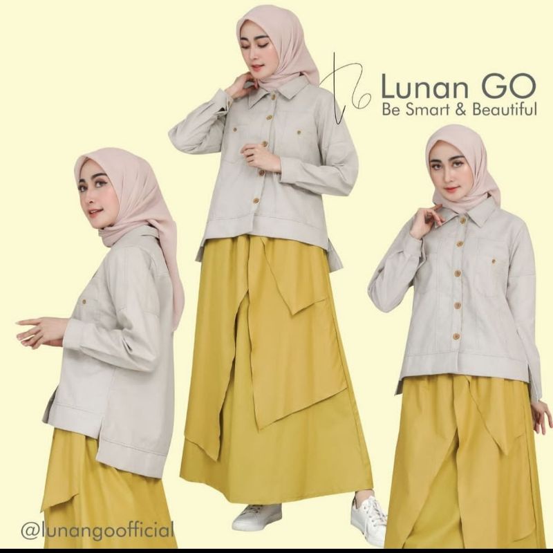setelan rok blouse lunan go remaja katun premium