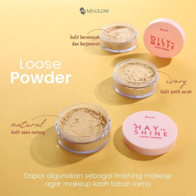 Loose powder MSglow bedak tabur MSglow Hay to shine natural ivory oilymatte