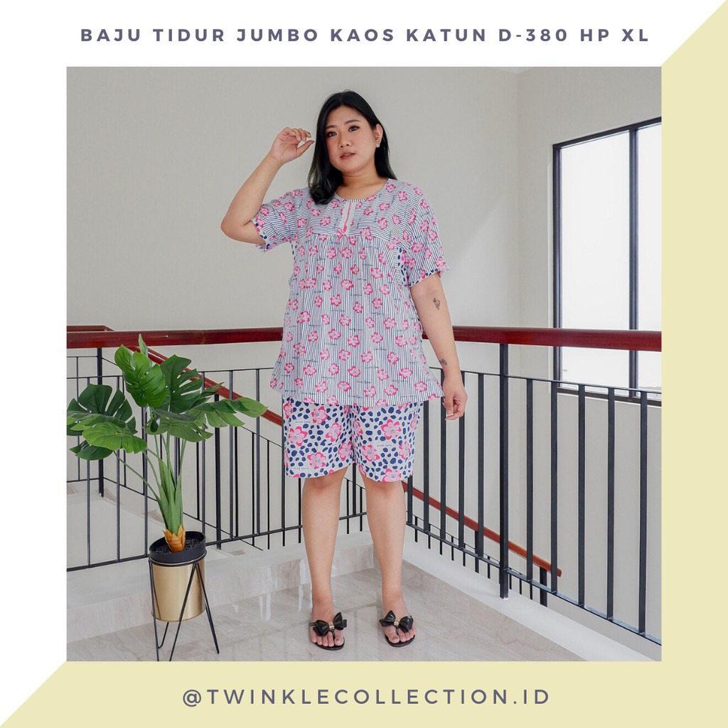 Baju Tidur Jumbo Piyama Oblong Big Size Kaos Katun GREET D-380 HP Size XL