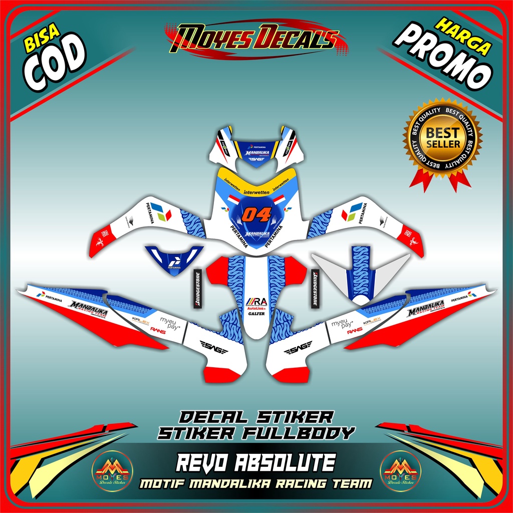 Decal Sticker Honda Revo Absolute Lama - Motif Mandalika Racing Team