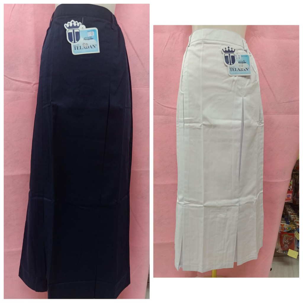 Bawahan seragam TELADAN ROK SEPAN panjang ploi 2 wanita -  Putih BIRU SMP