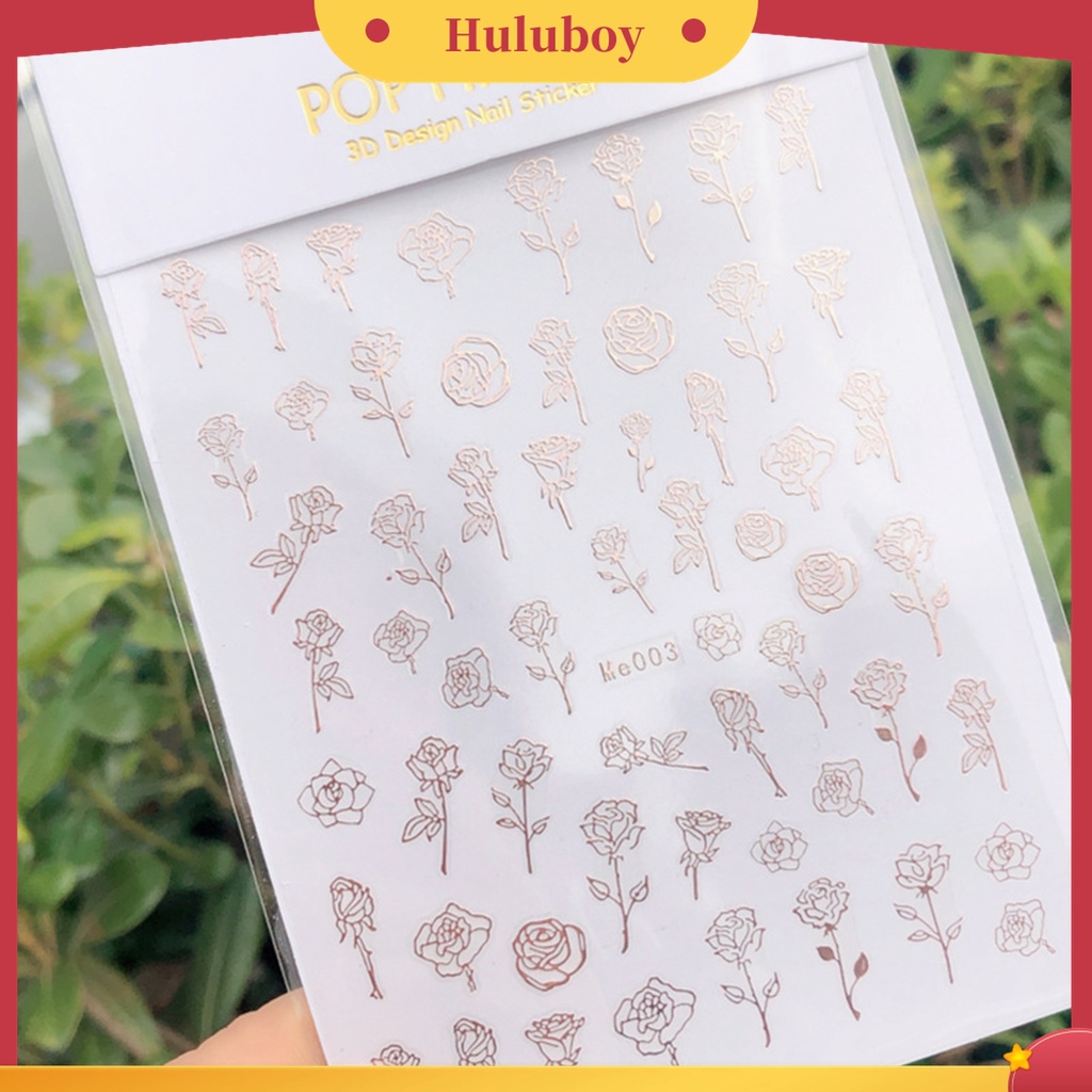 Huluboy Huluboy♡ Stiker Kuku 3D Motif Bunga Untuk Manicure