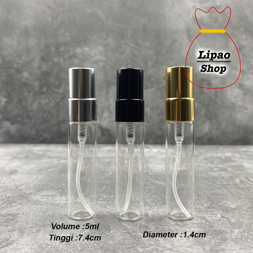 Botol Spray Kaca 5ml Tutup Aluminium - Parfum  Refillable Travel Decant Model Pen | Botol Parfum