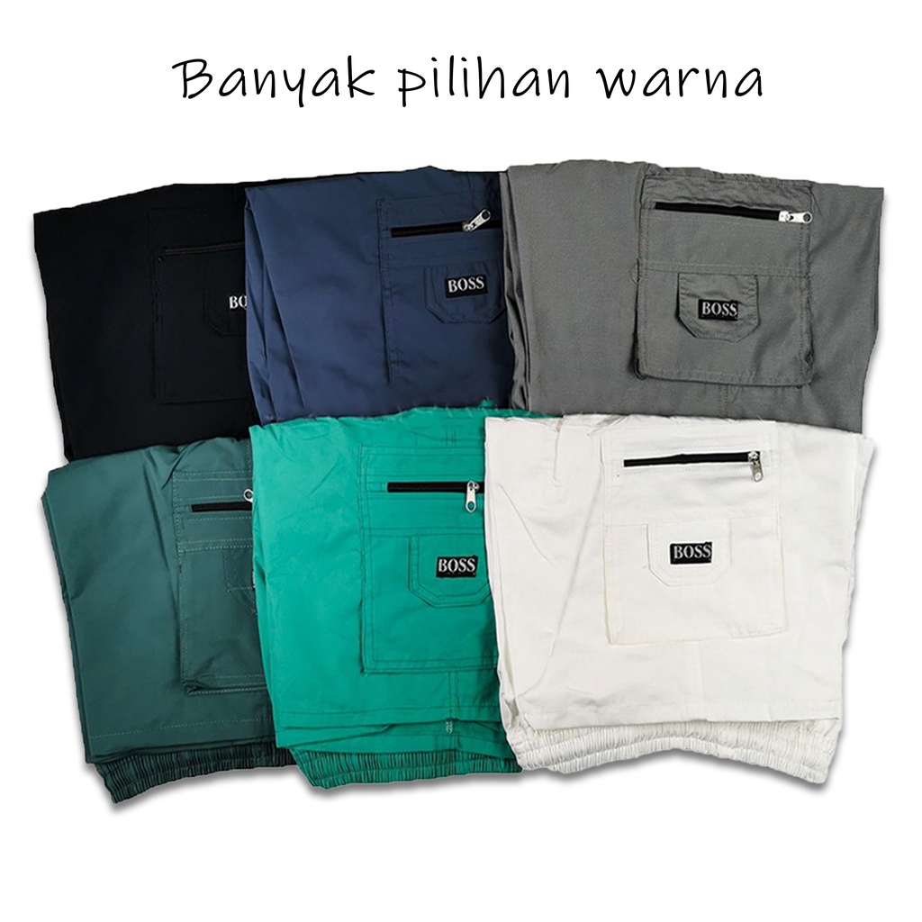 Celana Cargo Pendek Pria Polos 3/4 -CRG.BOSS-34