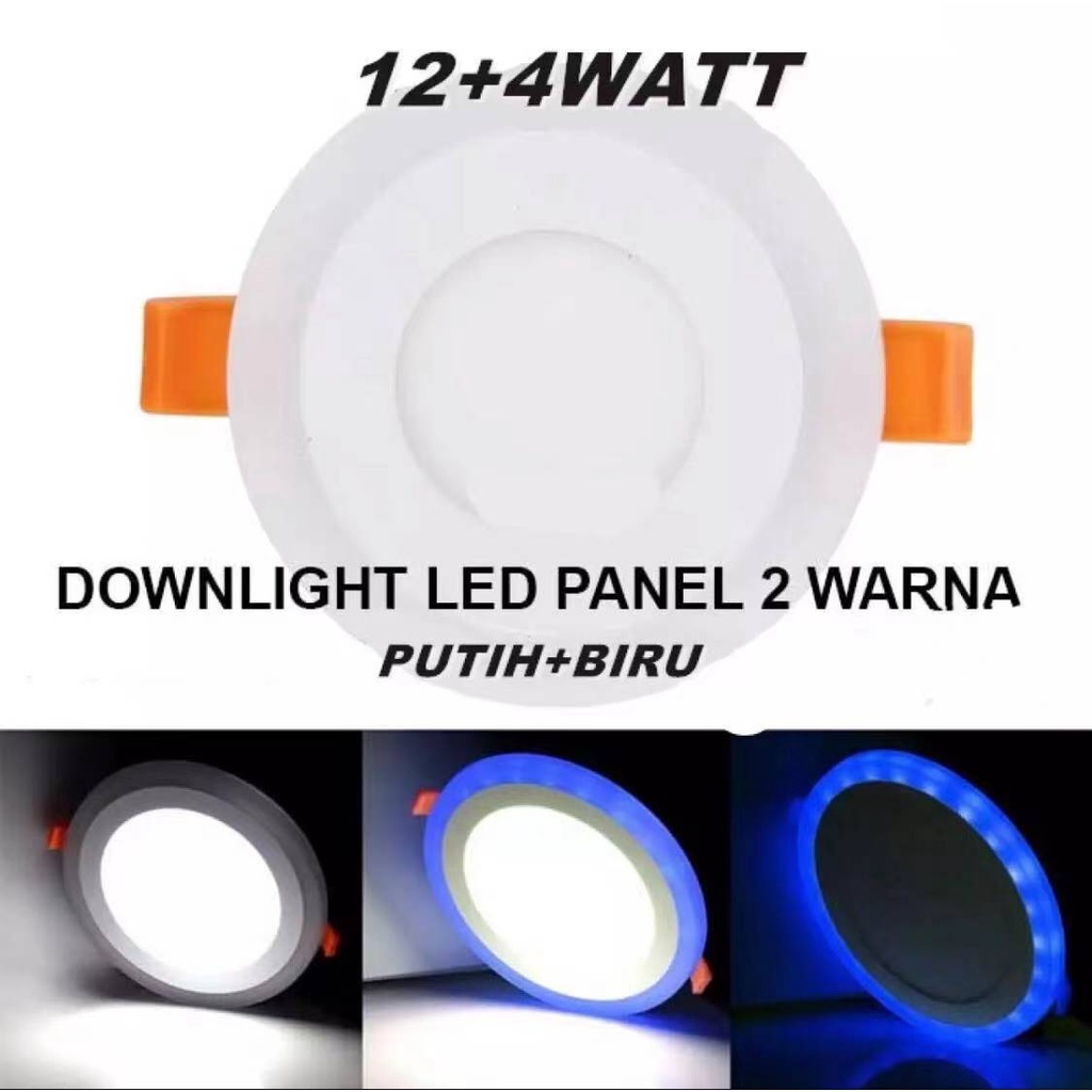 Lampu Downlight LED PEX Panel 12+4W Watt INBOW PUTIH BIRU BULAT 2 WARNA - PUTIH BIRU