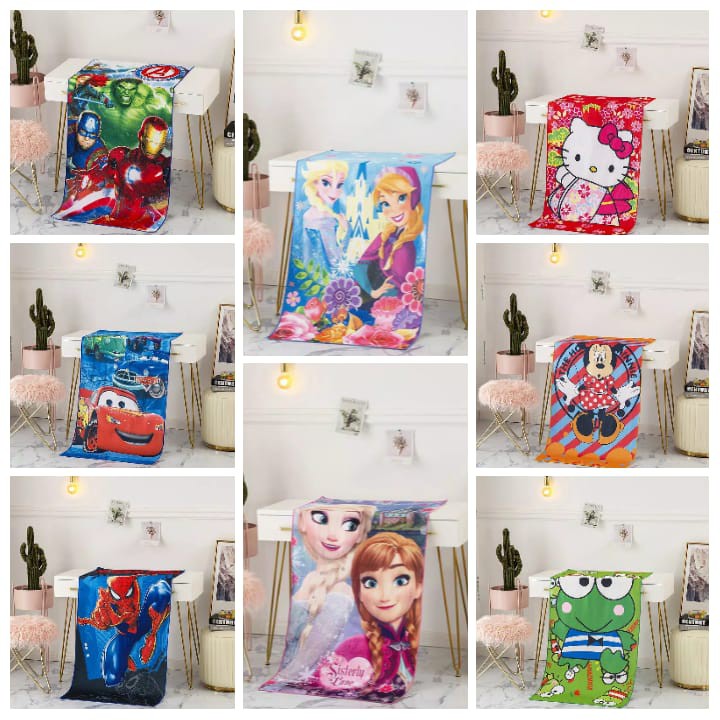 RC Handuk Karakter Import/Handuk Anak/Handuk Mandi/Handuk Microfiber Jumbo70x140 Tebal Motif Lengkap
