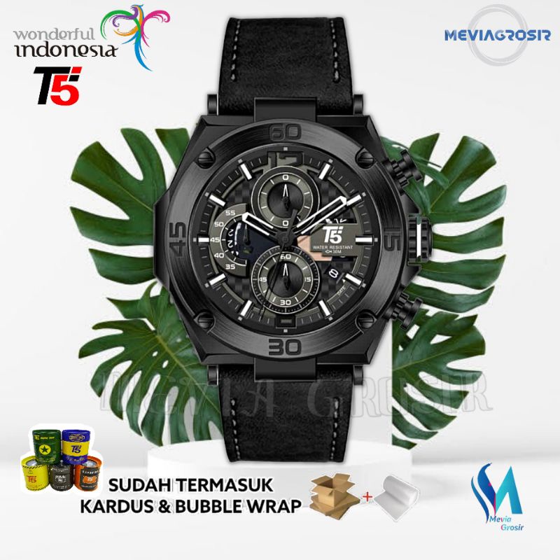 JAM TANGAN PRIA T5 ORIGINAL CHRONOGRAPH WATERPROOF 3881 H3881 H3881G 3ATM BERGARANSI FREE BOX+PAPERB