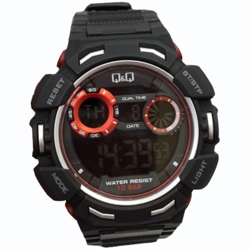 Q&Q M148J - Jam Tangan Sport Pria & Remaja Murah - Full Rubber - Digital Quartz - Anti Air -Original