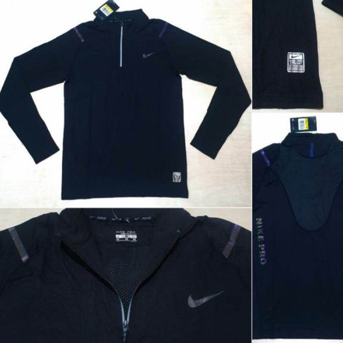 KAOS LENGAN PANJANG ZIPPER NIKE IMPORT RUNNING TRAINING DRI FIT NEW