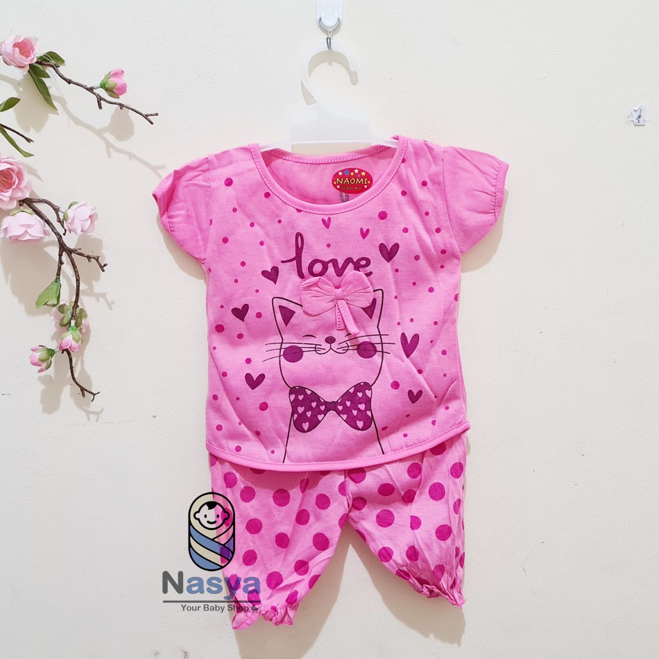 [N-034] Setelan Baju Bayi perempuan motif animal (0-6 bulan) Lucu dan Murah