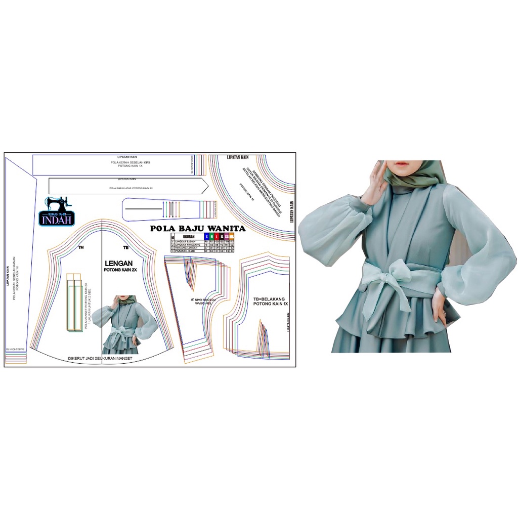 Pola Jiplak Pola Instan Pola Atasan Pola Baju Wanita Dewasa S-3XL