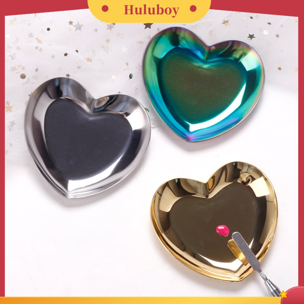 Huluboy Huluboy♡ Palet Display Bentuk Hati Bahan Stainless Steel Untuk Nail Art