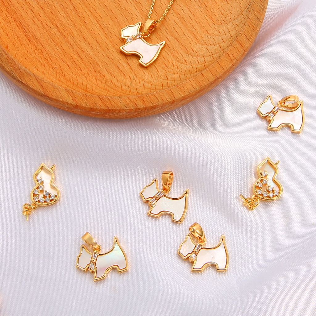 1 pcs Fashion 18K Emas Disepuh Kuningan Tembaga Cupid, Angel, Butterfly, Fishtail, Natural Shell Kalung Liontin DIY Membuat Perhiasan