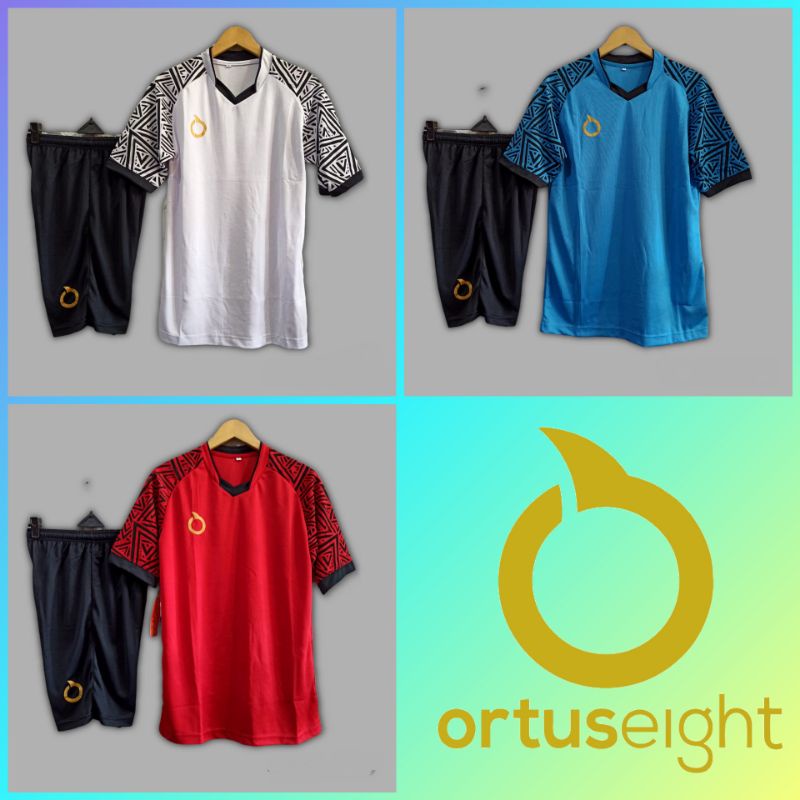 JERSEY MOTIF PRINTING STELAN JERSEY FUTSAL JERSEY BOLA ORTUSEIGHT MOTIF LENGAN ABSTRAK MERAH PUTIH B