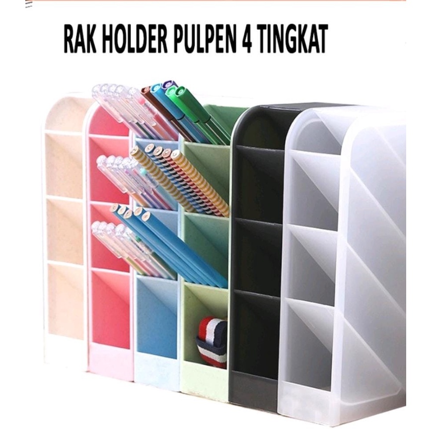 

Rak Tempat penyimpanan Alat tulis pen pensil gunting /Lipstik 4tingkat multifungsi