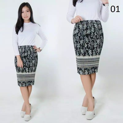 Virah Rok Span Plisket Pendek Batik Wanita Jumbo Fit To Xxl
