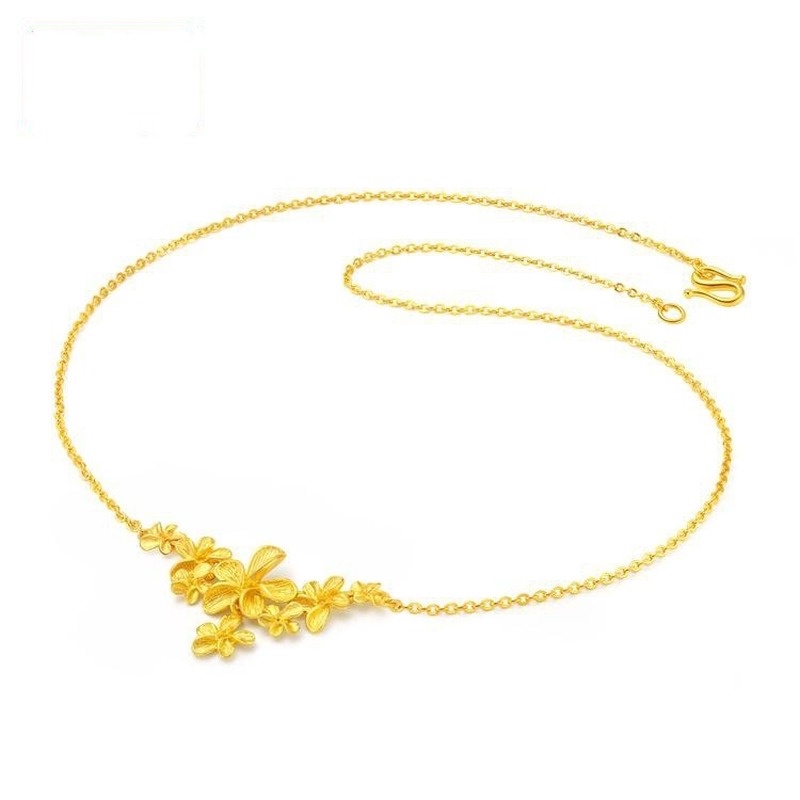 [Ready Stock]Fashion Gold-Plated Necklace Flower Frosted Pendant