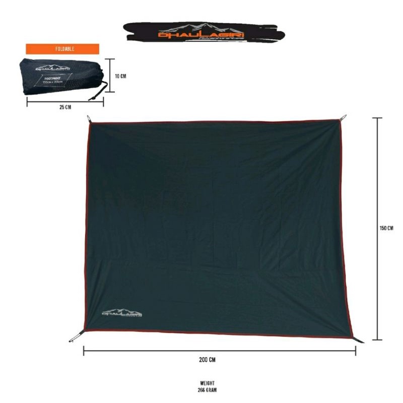Footprint / alas tenda Dhaulagiri 200cm X 200cm / Footprint Tenda 4p / tenda 4 person
