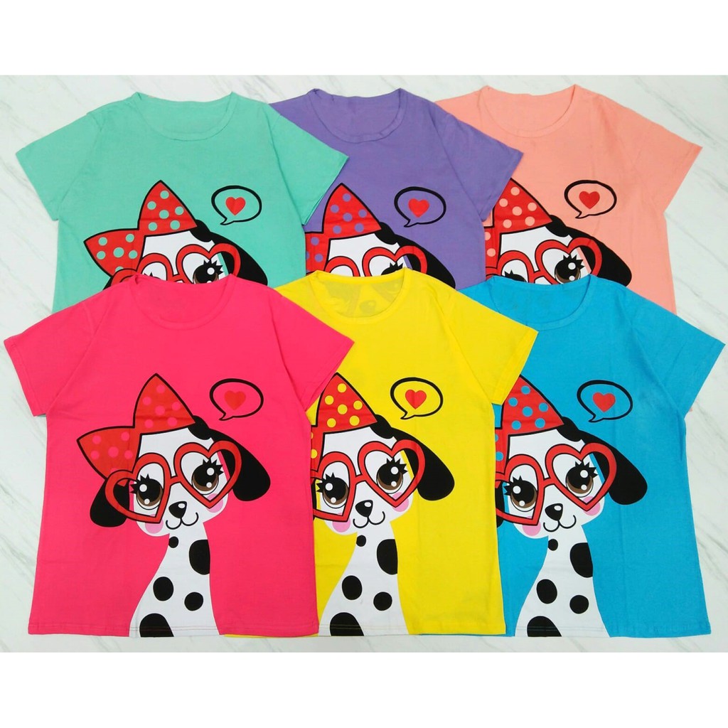 POPURI || LD120 21 Kaos Anjing Dalmation Karakter Tshirt Oblong Cewek Lucu Kaos Katun Wanita Jumbo