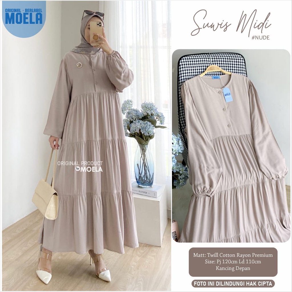 Suwis Nude Midi Gamis Original Moela Berlabel