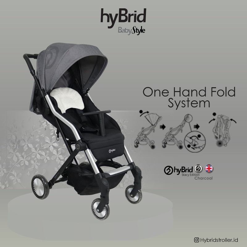 Hybrid Cabi Stacy Charcoal Stroller Cabin Sized &amp; One Hand Folding