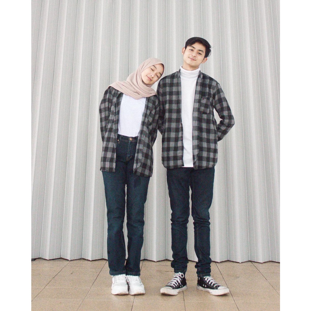 Kayoon Kemeja Couple Set - Baju Couple Kemeja Flanel Kotak Kotak - Outer Couple Pasangan OOTD