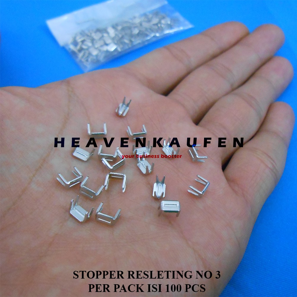 Stopper Resleting Zipper Stopper No 3 Nikel Silver Per Pack Isi 100 Pcs