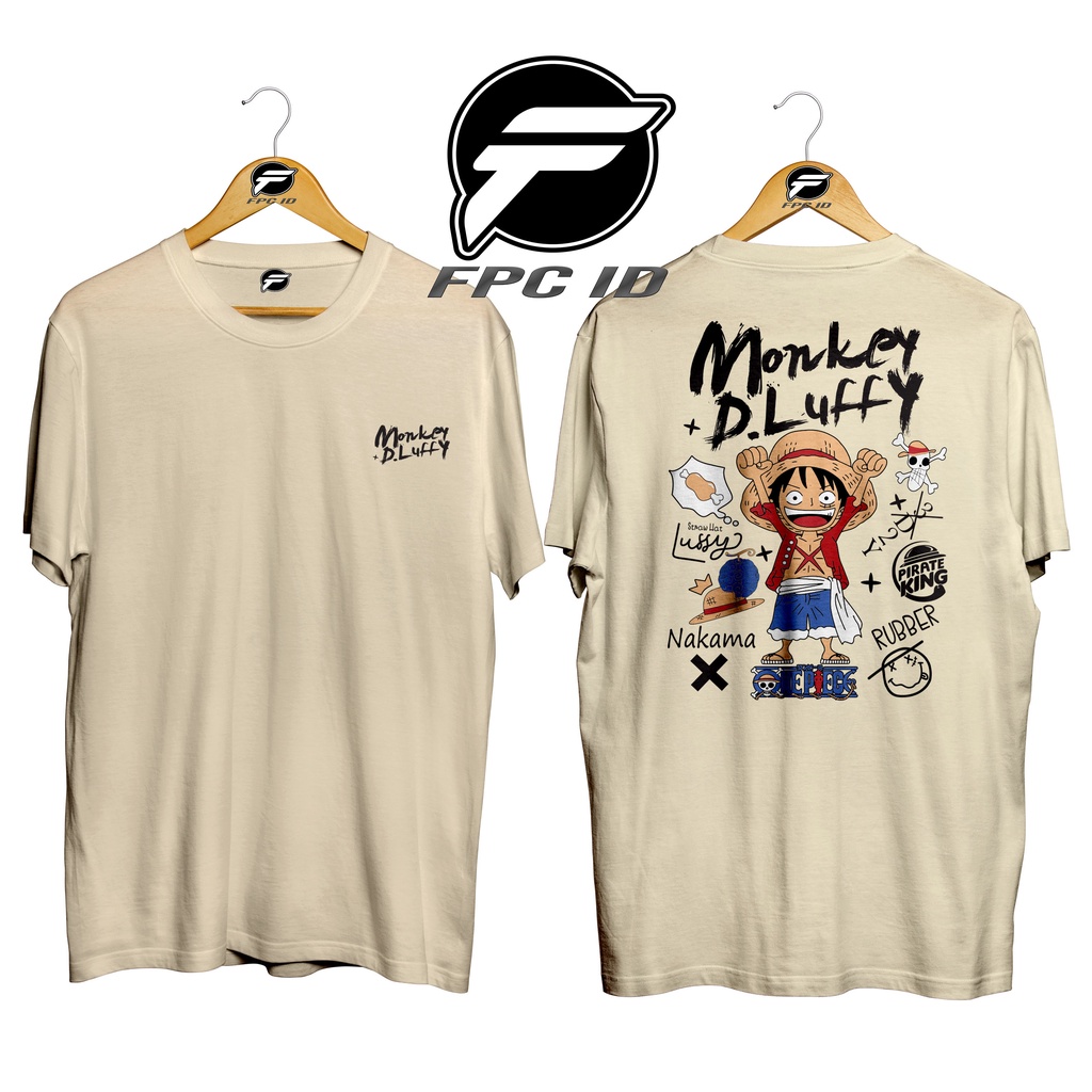 Kaos Anime One Piece Monkey D Luffy Cotton Combed 30s Premium-KHAKI