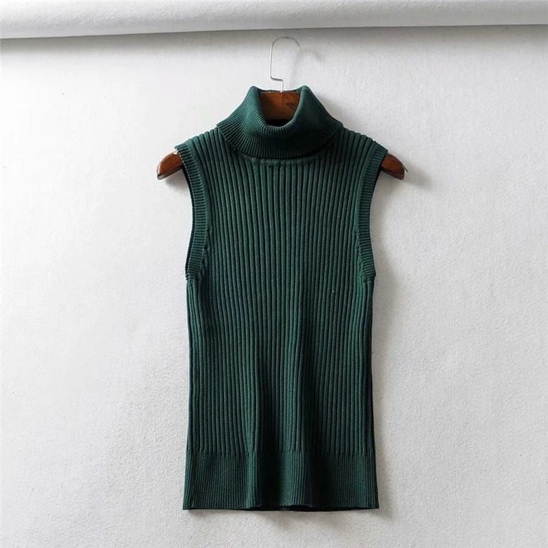 GS047 Turtleneck Tanktop Rajut  Kerah Tinggi Yohana