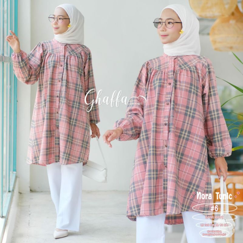 NORA TUNIK ORI GHAFFA THE LABEL || Tunik Flanel Import Baju Wanita Kekinian Best Seller