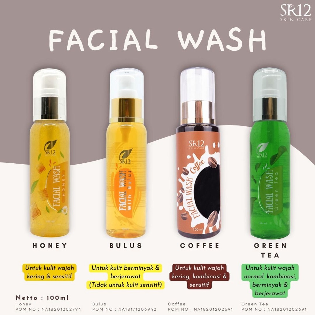 FACIAL WASH COFFEE SR12 100ml Ekstrak Kopi Canephora Membersihkan Wajah BPOM