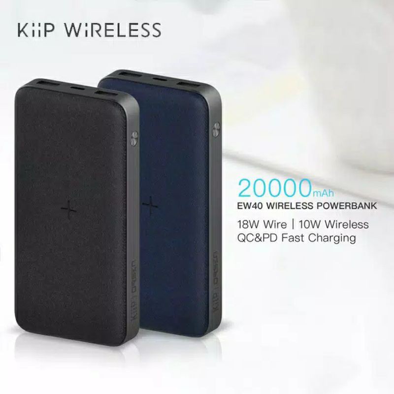 KIIP WIRELESS POWERBANK 10W FAST CHARGING PD &amp; QC 3.0 18W 20000mAh/10000mAh