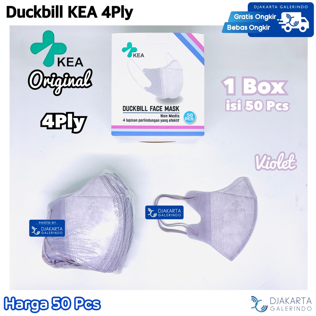 Masker Duckbill KEA 4Ply Original Mix Warna isi 50Pcs