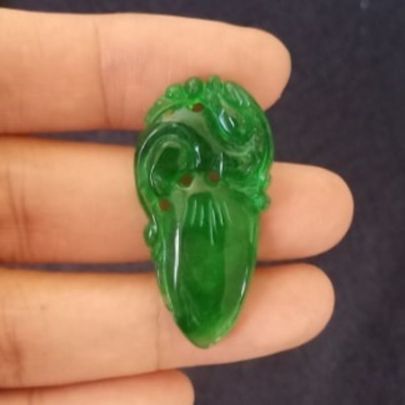 Liontin Pria Wanita Batu Akik Hijau Ukir