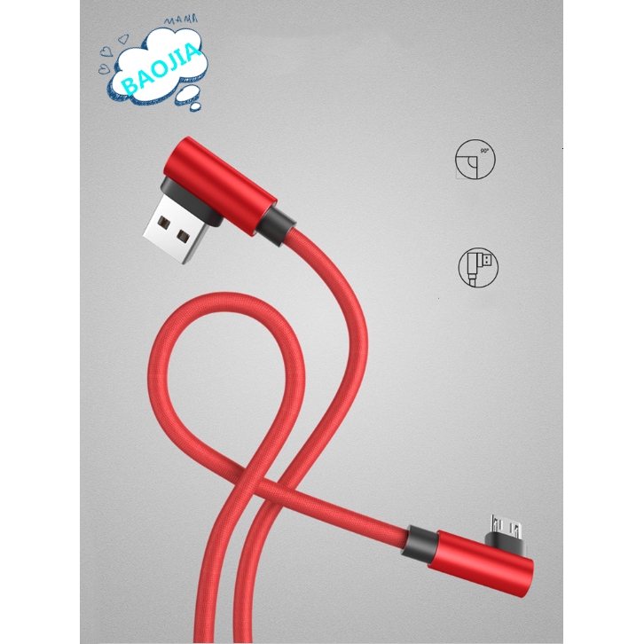 Kabel Charger Micro USB Fast Charging Micro USB Sudut 90 Derajat untuk Android