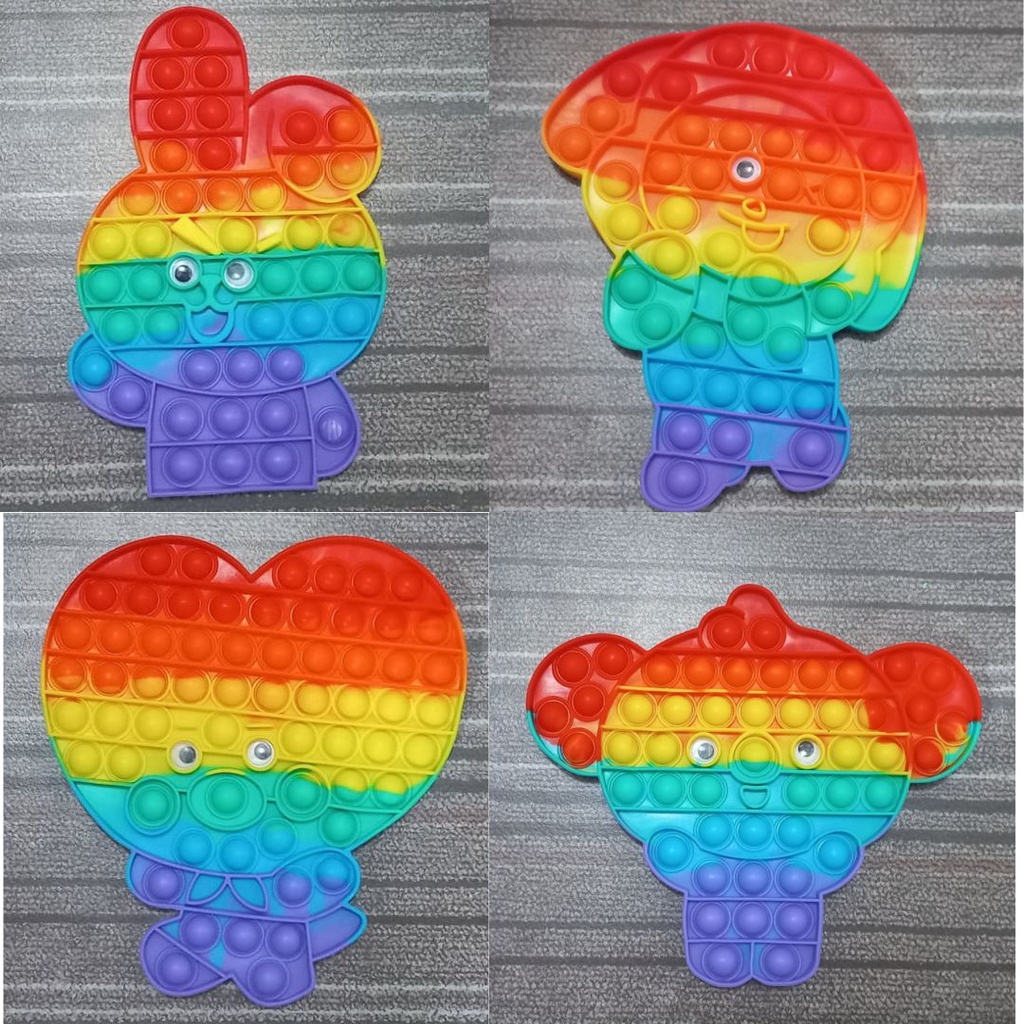 Pop It Jumbo BTS FIDGET TOYS BT21 Rainbow Ukuran 20 cm