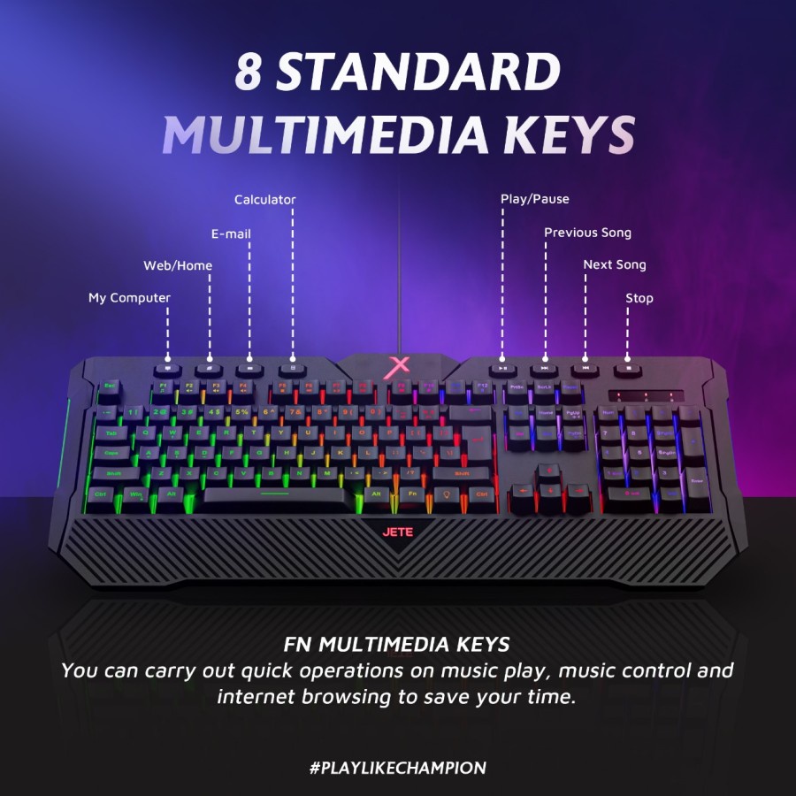 JETE Keyboard Gaming KBX2 RGB Wired