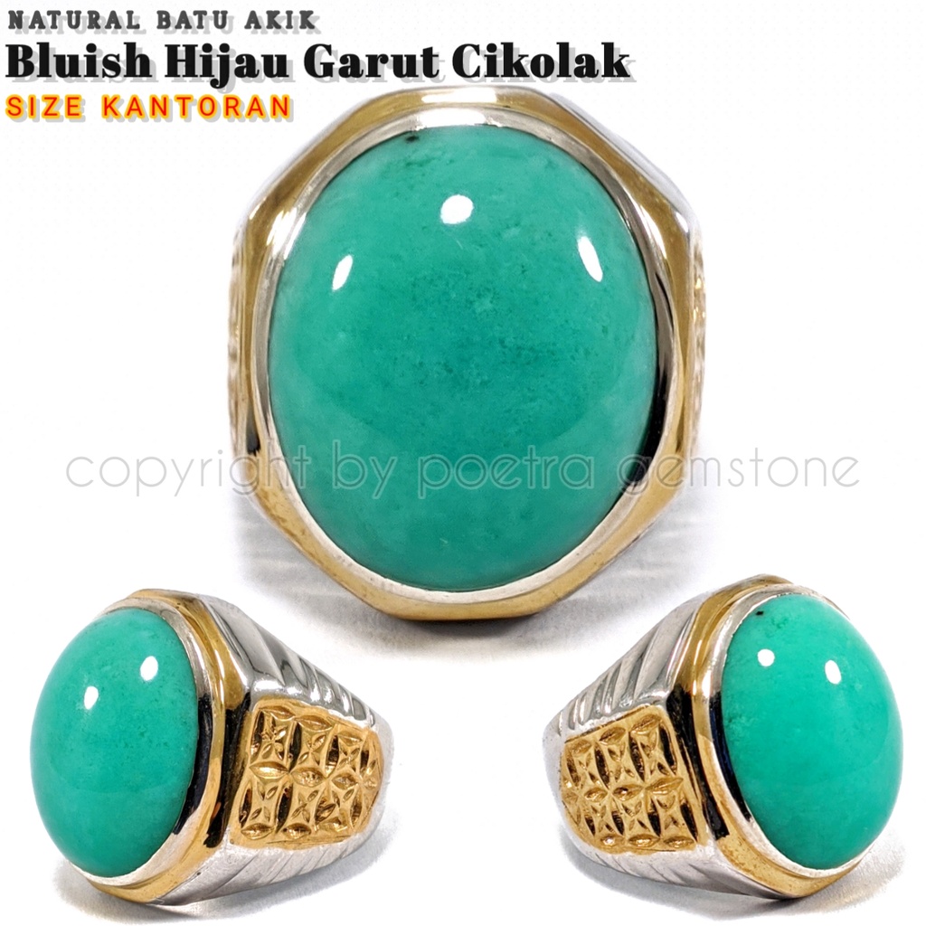 Natural Batu Akik Bluish Green Garut Cikolak Ring Perak