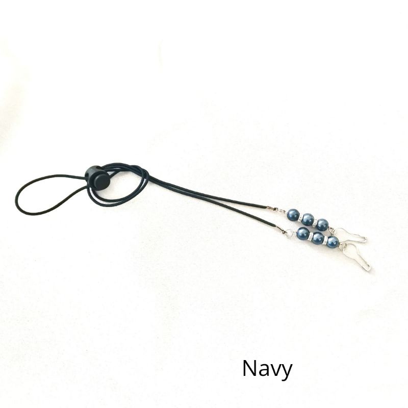 KALUNG MASKER 2 IN 1 MUTIARA / KONEKTOR SEKALIGUS STRAP MASKER HIJAB-KM Navy