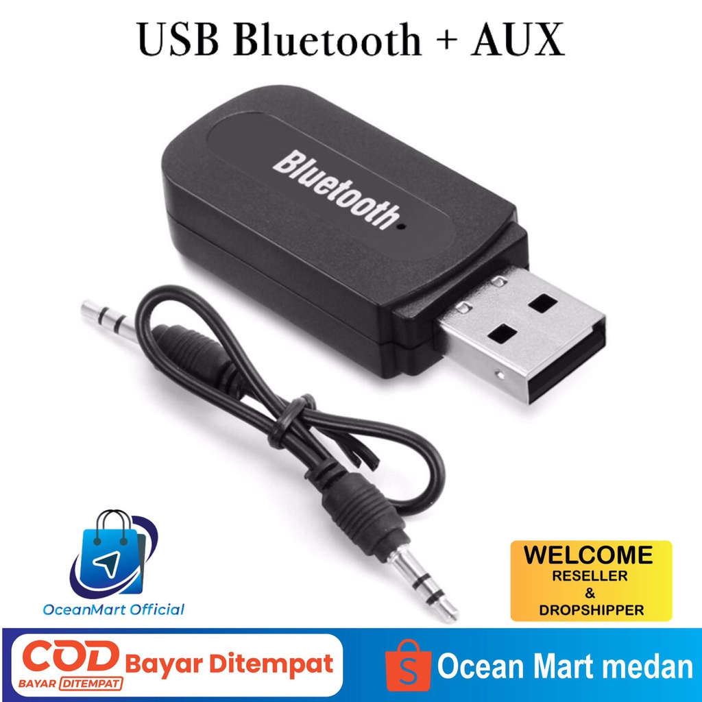 Kabel Audio USB Bluetooth Receiver Cable Aux Jack 3.5mm Aksesoris Handphone HP OCEANMART OCEAN MART Murah Grosir