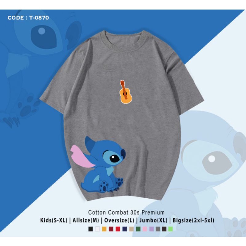 KAOS LIL STITCH BLUE/KAOS KATUN LIL STITCH PREMIUM